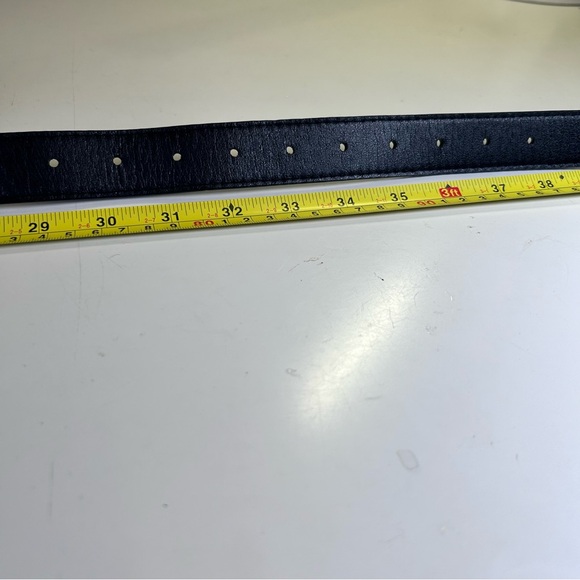 NWOT Black PU Leather Western Belt, Silver Tone Buckle stamped floral design M/L - Picture 6 of 10